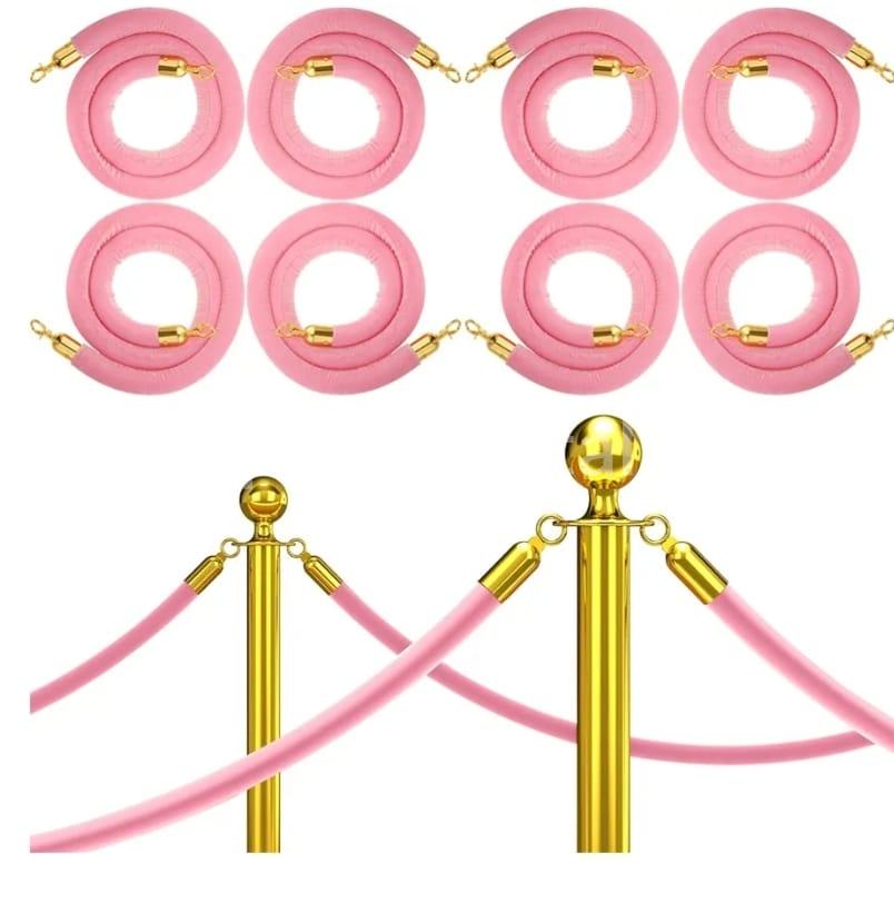 Pink Velvet Ropes Velvet Rope 5 feet Pink and Gold Color - Nola Party Rental LLC