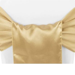 Wide Satin Chair Sash – Antique Gold