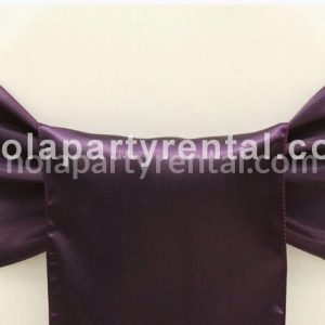 Wide Satin Chair Sash – Plum