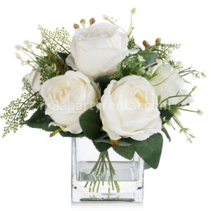 Silk Peony Arrangement in Vase