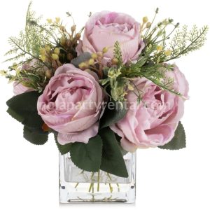 Silk Peony Arrangement in Vase